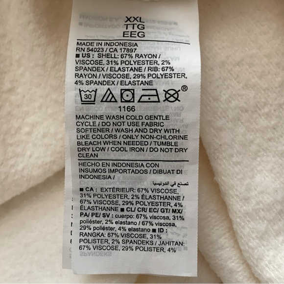 Women’s French Terry Longsleeve Pullover V-neck Hoodie Cream XXL - Picture 6 of 10